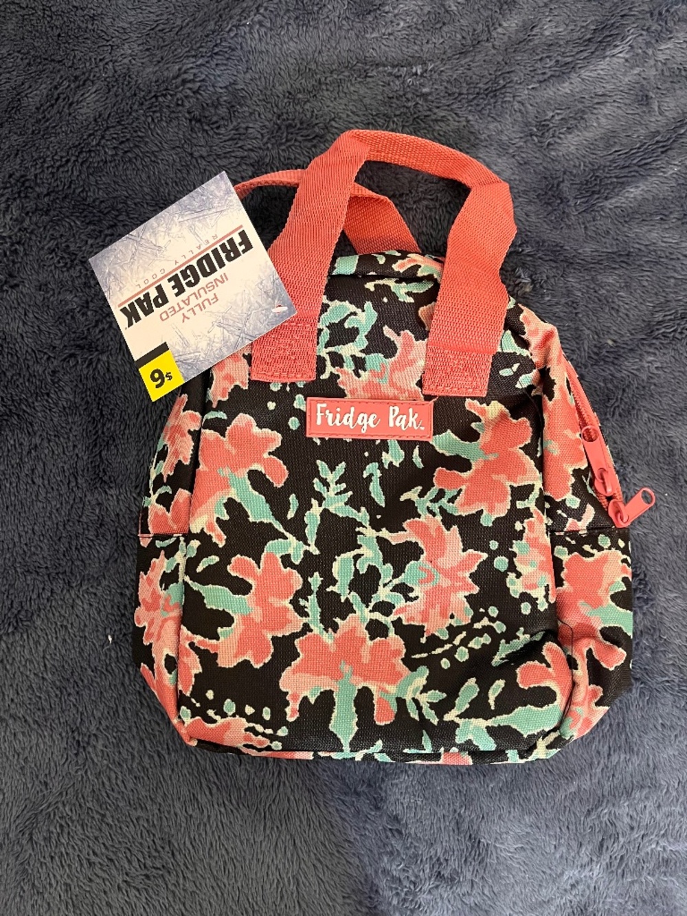Fridge Pak Ash Rose Floral Insulated Personal Lunch Bag NWT Salmon Mint Black
